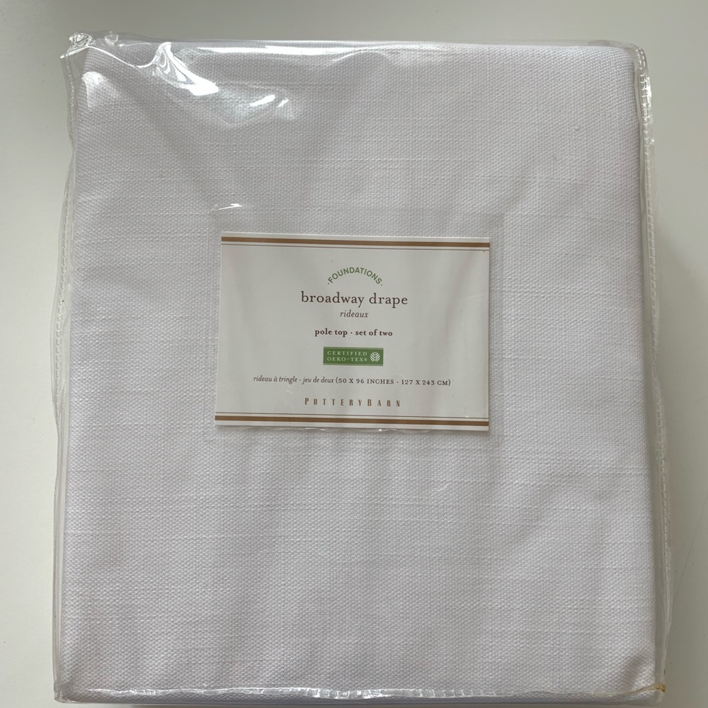Pottery Barn White Drapes Set of Two 50x96in